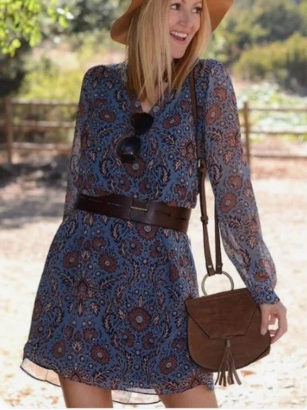 Cabi Blue Floral Provincial Dress Size Small